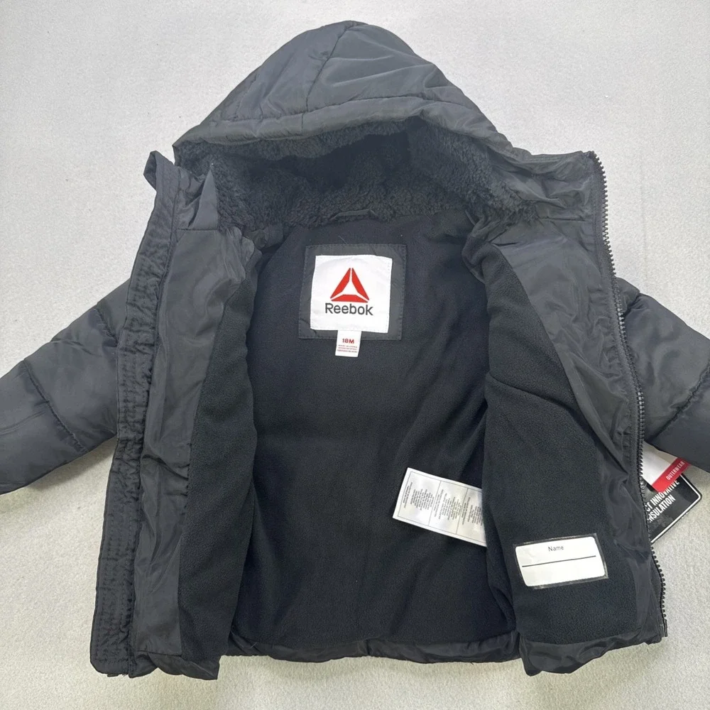Reebok Toddler Heavyweight Comfortable Puffer Jacket‎ Size 18 Month Black NWT